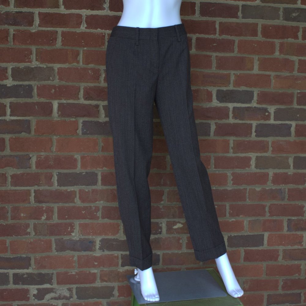 BCBG Maxazria | Pinstriped Wool Pants | Brown/Grey | M479DDT | Size 2